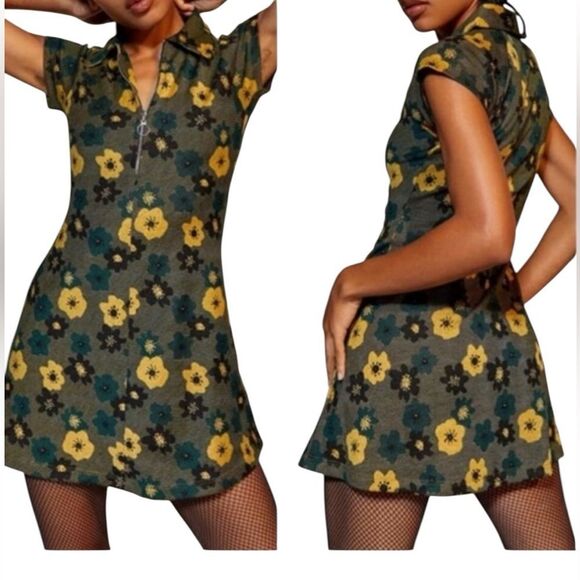 Urban Outfitters Green Sheath Mini Dress with Polo Collar - Picture 1 of 7